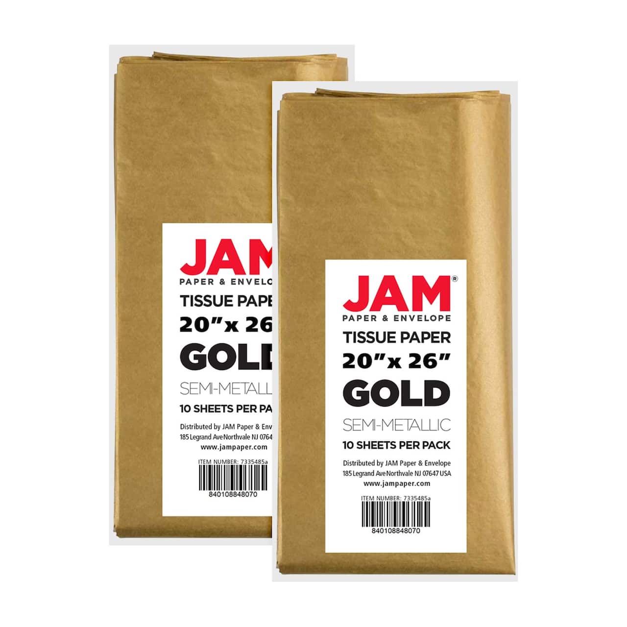 JAM Paper 20" x 26" Tissue Paper, 2 Packs of 10 Sheets